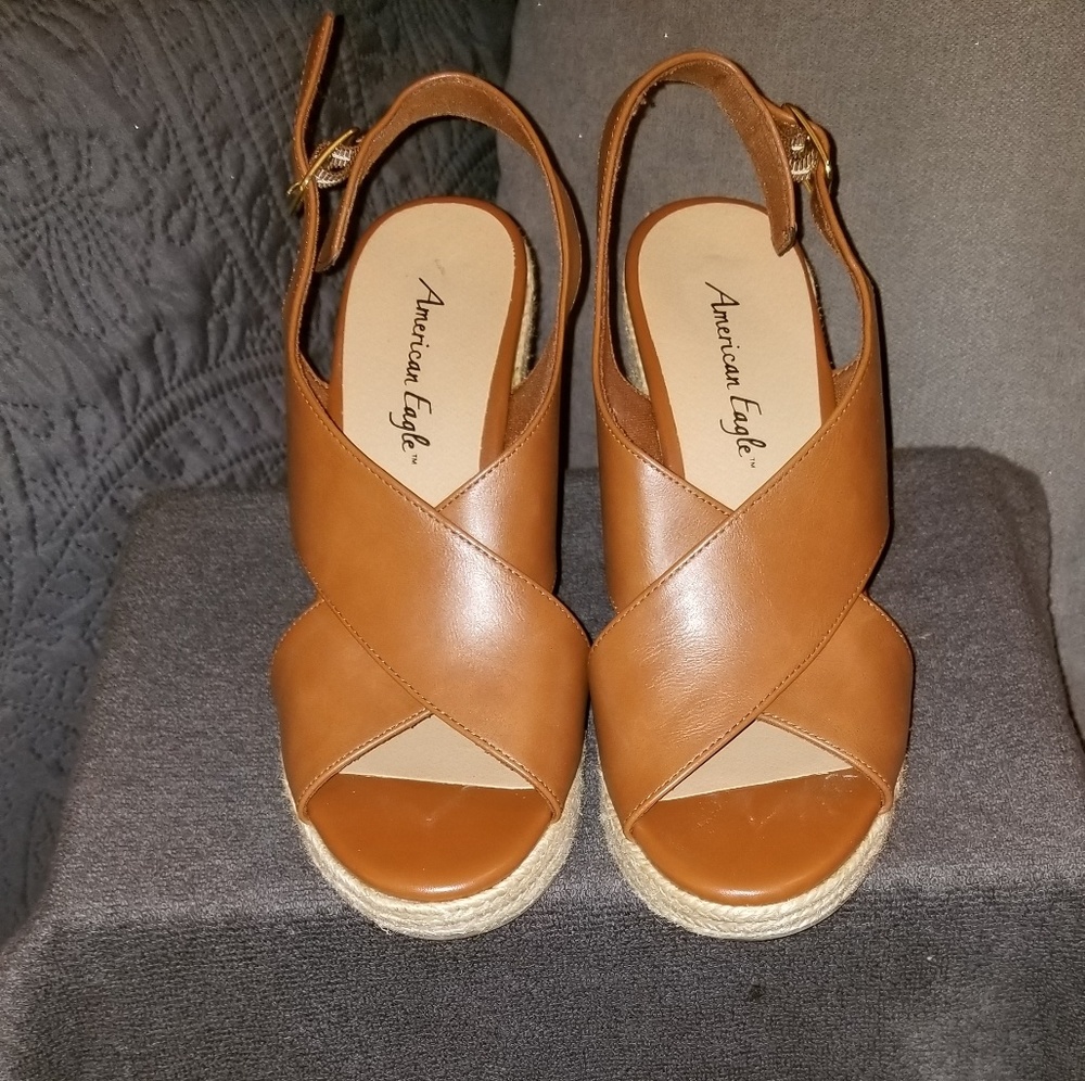 Tan wedge sandals